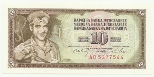 YugoslaviaBN 10 Dinara 1968 Banknote