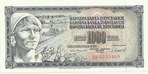 YugoslaviaBN 1000 Dinara 1981 Banknote