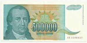 YugoslaviaBN 500000 Dinara 1993 Banknote