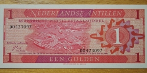 Netherlands Antilles | 
1 Gulden, 1970 | 

Obverse: Aerial view of the harbour | 
Reverse: National Coat of Arms | Banknote