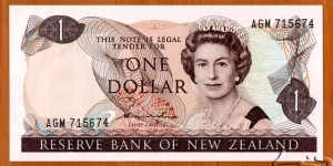 New Zealand | 
1 Dollar, 1981-1985 | 

Obverse: Queen Elizabeth II | 
Reverse:Clematis plant, and Fantail bird | 
Watermark: Captain James Cook | Banknote