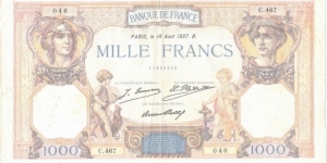 1000 Francs(1927) Banknote