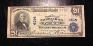 This is another series 1902 National Bank Note issued by the United States National Bank of Portland, Oregon. Banknote