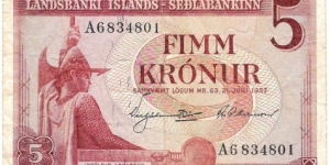 5 Kronur(1957) Banknote