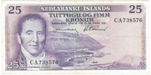 25 Kronur(1961) Banknote