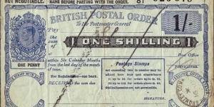 England N.D. (1940's) 1 Shilling postal order.

The last figure of the date is unreadable. Banknote