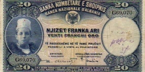 20 Franka Ari_
pk# 3_
ND (1926) Banknote