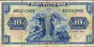 *FEDERAL REPUBLIC*
__________________

10 Deutsche Mark__
pk# 16__
22.08.1949__
n° R65282805 Banknote