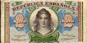 2 Pesetas__
pk# 95 Banknote