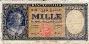 1.000 Lire__
pk# 88 d__
1948-1961__
sign. Carli & Ripa Banknote