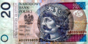 20 Złotych AB0999809  Banknote