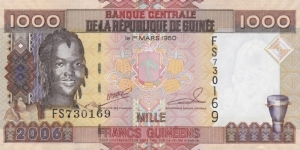 Guinea P40 (1000 francs 2006) Banknote