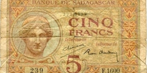 5 Francs__
pk# 35 (1)__
ND (1937) Banknote