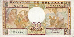 50 Francs/Frank__
pk# 133 b__
03.04.1956__
n° J 05 936322 Banknote