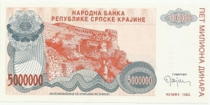 Krajina Serbia BN 5.000.000 Dinara 1993 Banknote