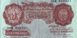 England N.D. (1950) 10 Shillings.

Suffix letter only in the prefix. Banknote