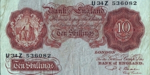 England N.D. (1950) 10 Shillings.

Prefix & suffix letters in the prefix. Banknote