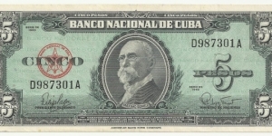 CubaBN 5 Pesos 1960 Banknote