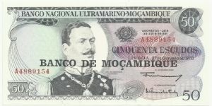 Moçambique 50 Escudos 1970-overprint Banknote