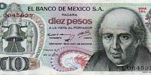 10 Pesos - El Banco de Mexico S.A. Banknote