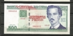 Cuba 2010 Banknotes of $200, $500 and $1000 Cuban Pesos. Banknote