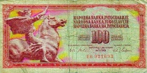 Narodna Banka Jugoslavije - 100 Dinara Banknote