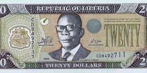 Central Bank of Liberia - 20 Dollars Banknote