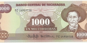 NicaraguaBN 1000 Cordobas 1985 Banknote