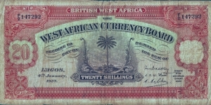 British West Africa 1937 20 Shillings (1 Pound).

Extremely difficult to find! Banknote