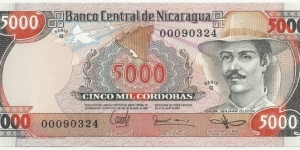 Nicaragua 5000 Cordobas 1985 Banknote