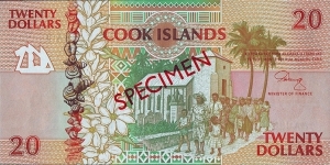 Cook Islands N.D. 20 Dollars.

Specimen. Banknote