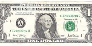 1 Dollar(Boston/Massachusetts 2001) Banknote