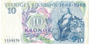 10 Kronor(300 Years Sveriges Riksbank- Commemorative Issue 1968) Banknote