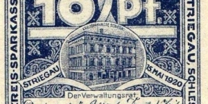 10 Pfg. Notgeld City of Striegau/Strzegom Banknote