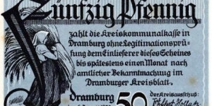 50 Pfg. Notgeld City of Dramburg/Drawsko Banknote