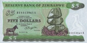 Zimbabwe 1980 5 Dollars. Banknote