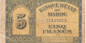 5 Francs(1944) Banknote