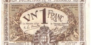 1 Franc (1920) Banknote