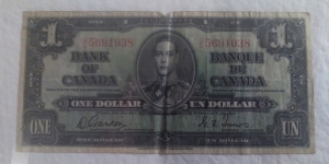 Bank of Canada 1 Dollar Banknote