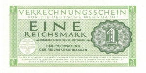 1 ReichsMark(Military - Wehrmacht Clearing Note/ Waffen-SS Division Overstamped/ Third Reich 1944) Banknote