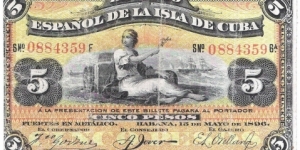 5 Pesos(PLATA Overstamp 1896) Banknote