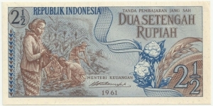 IndonesiaBN 2½ Rupiah 1961 Banknote