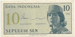 IndonesiaBN 10 Sen 1964 Banknote