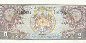 BhutanBN 2 Ngultrum 1981(15,07cm) Banknote