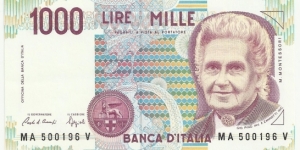 Italy 1000 Lire 1990 Banknote