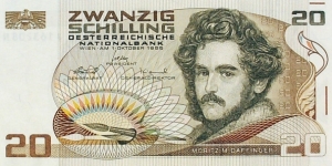 20 Schilling. Moritz Daffinger, Austrian painter and sculptor. Banknote