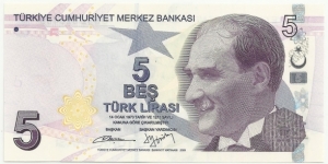 Turkey 5 Türk Lirası 2009(2015) Serie-B Banknote