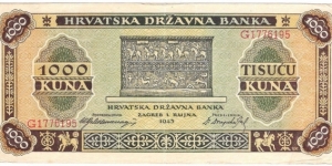 1000 Kuna(1943) Banknote