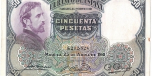 50 Pesetas(1931) Banknote