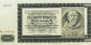 Protectorate of Bohemia and Moravia 1000 Korun - SPECIMEN Banknote